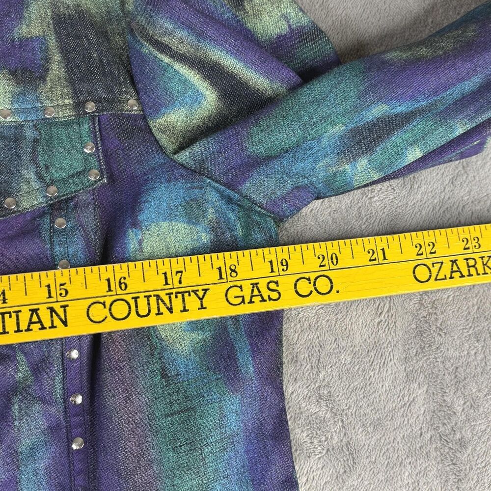 Berck Jacket Womens Medium Purple Green Studded Denim Tye Dye Silver Buttons - Picture 10 of 11